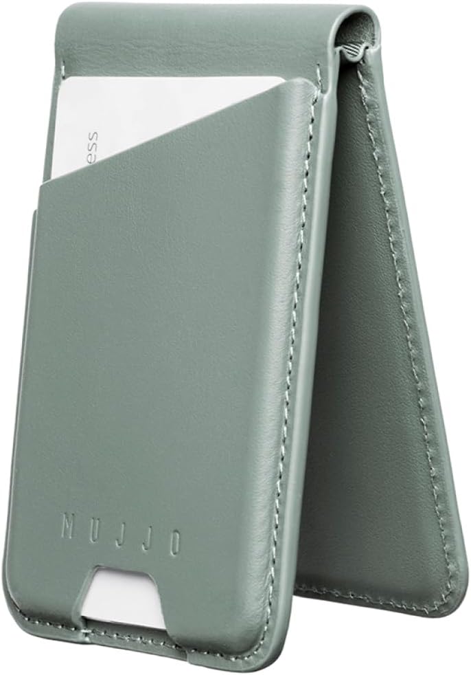 Mujjo Magsafe Compatible Leather Wallet Stand - Monaco Blue - Image 1